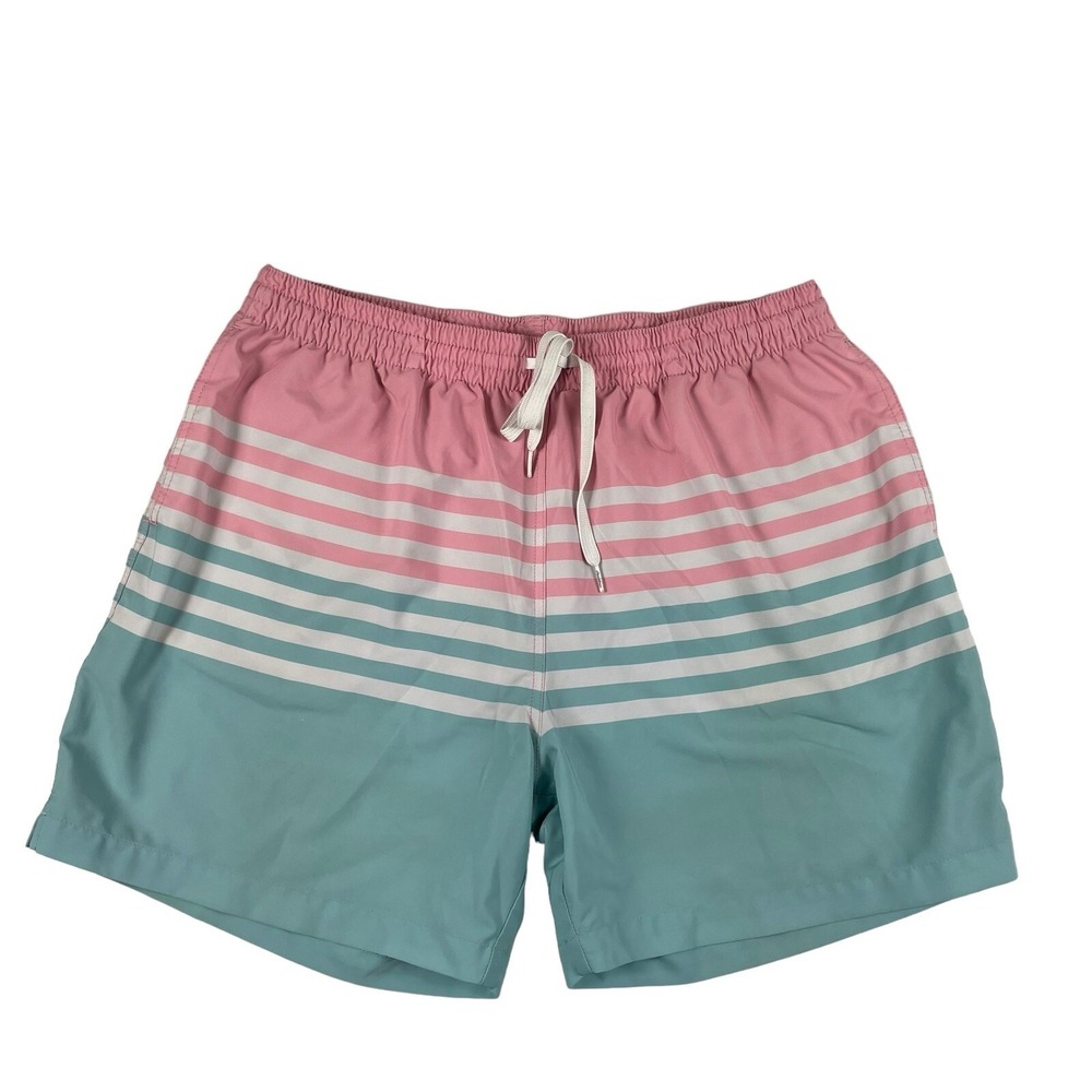 Chubbies Mens Pink Teal Striped Lined Swim Trunks 5.5 Inch Inseam Size 2XL